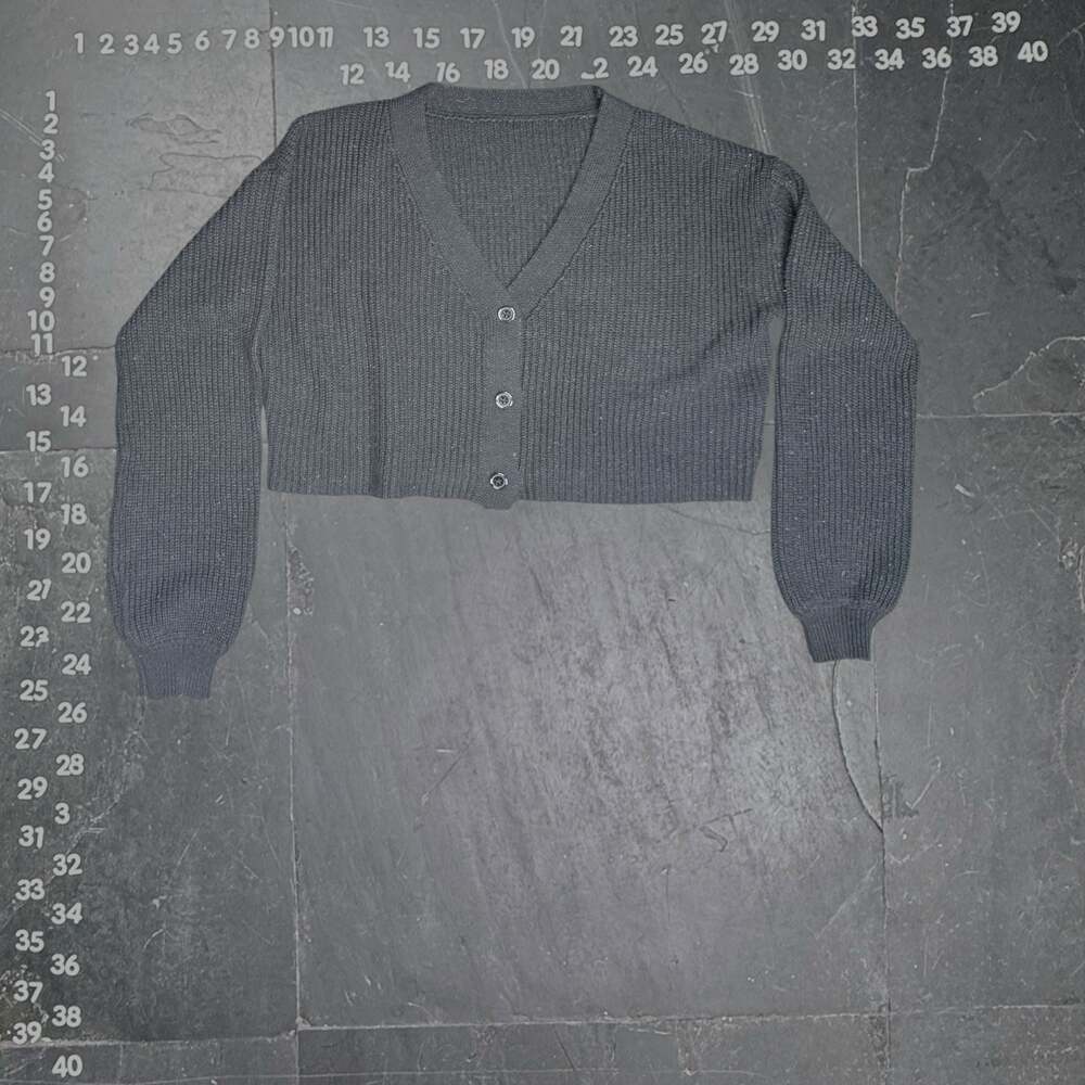 Edikted Oversized Waffle Ribbed Knit Cropped Cardigan in Grey